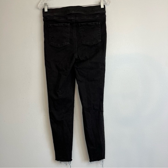 Spanx Womens Pull On Ankle Jeans Jeggings Black Distressed Sz M Skinny Raw Hem - Picture 9 of 9